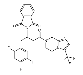 (R/S)-2-(4-oxo-4(3-(trifluoromethyl)-5,6-dihydro[1,2,4]triazolo[4,3-a]pyrazin-7(8H)-yl)-1-(2,4,5-trifluorophenyl)butan-2-yl)isoindoline-1,3-dione结构式