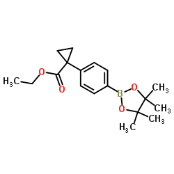 乙基 4-(1-乙氧基羰基环丙基)苯硼酸, 频哪醇酯结构式