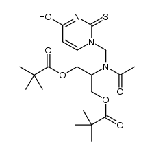 1-[N-(1,3-dipivaloyloxyprop-2-yl)acetylaminomethyl]-5-methyl-1H,3H-pyrimidin-4-on-2-thione结构式