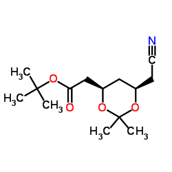 (4R-cis)-6-氰甲基-2,2-二甲基-1,3-二氧六环-4-乙酸叔丁酯结构式
