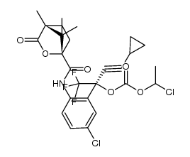(S)-2-(5-chloro-2-((1S,4R)-4,7,7-trimethyl-3-oxo-2-oxabicyclo[2.2.1]heptane-1-carboxamido)phenyl)-4-cyclopropyl-1,1,1-trifluorobut-3-yn-2-yl 1-chloroethyl carbonate结构式