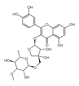 quercetin 3-O-(3-O-methyl-α-L-rhamnopyranosyl)-(1->5)-O-β-D-apiofuranoside结构式