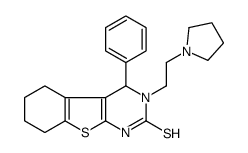 4-phenyl-3-(2-pyrrolidin-1-ylethyl)-1,4,5,6,7,8-hexahydro-[1]benzothiolo[2,3-d]pyrimidine-2-thione结构式