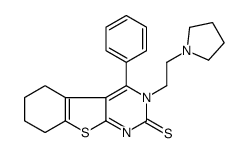 4-phenyl-3-(2-pyrrolidin-1-ylethyl)-5,6,7,8-tetrahydro-[1]benzothiolo[2,3-d]pyrimidine-2-thione结构式