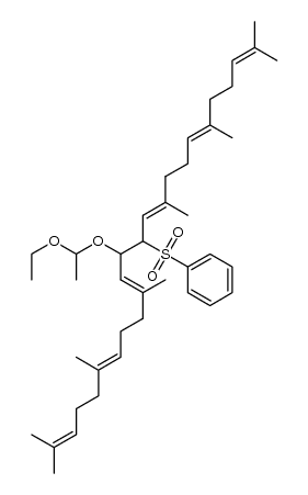 [(6E,10E,14E,18E)-13-(1-ethoxyethoxy)-2,6,10,15,19,23-hexamethyltetracosa-2,6,10,14,18,22-hexaen-12-yl]sulfonylbenzene结构式