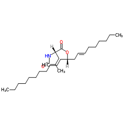 N-甲酰基-L-亮氨酸[S-(E)]-1-(2-壬烯基)十二烷基酯结构式