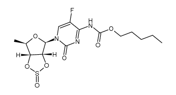 pentyl (5-fluoro-1-((3aR,4R,6R,6aR)-6-methyl-2-oxidotetrahydrofuro[3,4-d][1,3,2]dioxathiol-4-yl)-2-oxo-1,2-dihydropyrimidin-4-yl)carbamate结构式