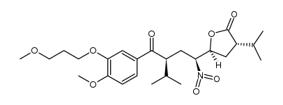(3S,5S)-3-isopropyl-5-((1S,3S)-3-(4-methoxy-3-(3-methoxypropoxy)benzoyl)-4-methyl-1-nitropentyl)dihydrofuran-2(3H)-one结构式