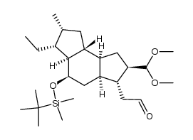2-((2R,3R,3aS,5R,5aS,6R,7R,8aR,8bS)-5-((tert-butyldimethylsilyl)oxy)-2-(dimethoxymethyl)-6-ethyl-7-methyldodecahydro-as-indacen-3-yl)acetaldehyde结构式
