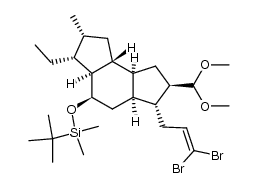 tert-butyl(((2R,3R,3aS,4R,5aS,6R,7R,8aS,8bR)-6-(3,3-dibromoallyl)-7-(dimethoxymethyl)-3-ethyl-2-methyldodecahydro-as-indacen-4-yl)oxy)dimethylsilane结构式