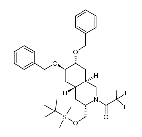 1-((3S,4aR,6R,7R,8aR)-6,7-bis(benzyloxy)-3-((tert-butyldimethylsilyloxy)methyl)octahydroisoquinolin-2-(1H)-yl)-2,2,2-trifluoroethanone结构式