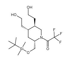 1-((2S,4R,5R)-2-((tert-butyldimethylsilyloxy)methyl)-4,5-bis(2-hydroxyethyl)-piperidin-1-yl)-2,2,2-trifluoroethanone结构式