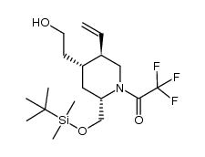 1-((2S,4R,5R)-2-((tert-butyldimethylsilyloxy)methyl)-4-(2-hydroxyethyl)-5-vinylpiperidin-1-yl)-2,2,2-trifluoroethanone结构式