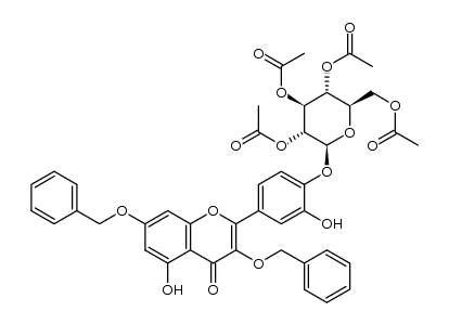 (2R,3R,4S,5R,6S)-2-(acetoxymethyl)-6-(4-(3,7-bis(benzyloxy)-5-hydroxy-4-oxo-4H-chromen-2-yl)-2-hydroxyphenoxy)tetrahydro-2H-pyran-3,4,5-triyl triacetate结构式
