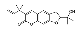 2-(2-hydroxypropan-2-yl)-6-(2-methylbut-3-en-2-yl)-2,3-dihydrofuro[3,2-g]chromen-7-one结构式