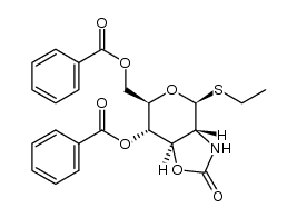 ethyl 2-amino-4,6-di-O-benzoyl-2,3-N,O-carbonyl-2-deoxy-1-thio-β-D-glucopyranoside结构式