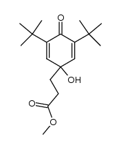 4-hydroxy-4-(2-carbomethoxyethyl)-2,6-di-tert-butyl-2,5-cyclohexadien-1-one结构式