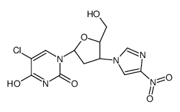 5-chloro-1-[(2R,4S,5S)-5-(hydroxymethyl)-4-(4-nitroimidazol-1-yl)oxolan-2-yl]pyrimidine-2,4-dione结构式