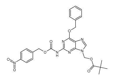 (6-(benzyloxy)-2-((((4-nitrobenzyl)oxy)carbonyl)amino)-9H-purin-9-yl)methyl pivalate结构式