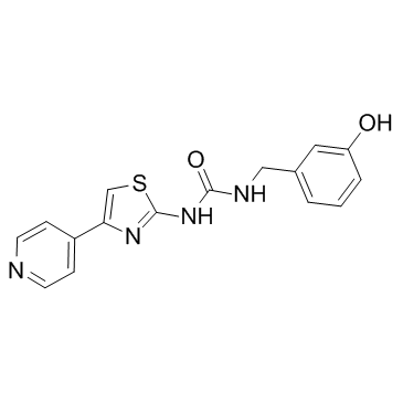 1-(3-羟基苄基)-3-[4-(吡啶-4-基)噻唑-2-基]脲结构式