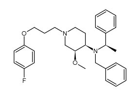 (3S,4R,αR)-N(1)-(3'-(4''-fluorophenoxy)propyl)-3-methoxy-4-[N-benzyl-N-(α-methylbenzyl)amino]piperidine结构式