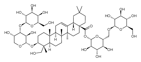 3-O-β-D-galactopyranosyl-(1->3)-α-L-arabinopyranosylhederagenin 28-O-β-D-glucopyranosyl-(1->6)-β-D-glucopyranosyl ester结构式