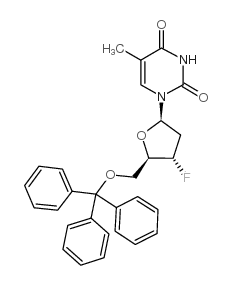 1-[(2R,4R,5R)-4-fluoro-5-(trityloxymethyl)oxolan-2-yl]-5-methylpyrimidine-2,4-dione结构式
