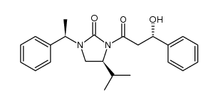 (S)-3-[(S)-3-hydroxy-3-phenylpropanoyl]-4-isopropyl-1-[(R)-1-phenylethyl]imidazolidin-2-one结构式