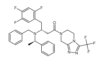 (R,R)-N-benzyl-N-(α-methylbenzyl)-1-(2',4',5'-trifluorophenyl)-4-oxo-4-{3''-(trifluoromethyl)-5'',6''-dihydro-1'',2'',4''-triazolo[4,3-α]pyrazin-7''(8''H)-yl}butan-2-amine结构式
