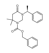 1-(benzyloxycarbonyl)-3-(1'-phenyleth-1'-yl)-6,6-dimethylperihydropyrimidin-4-one结构式