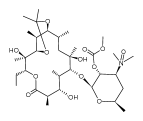 (9S)-9-dihydro-9,11-O-isopropylidene-5-O-(2-O-(methoxycarbonyl)-β-D-desosaminyl)erythronolide A N-oxide结构式