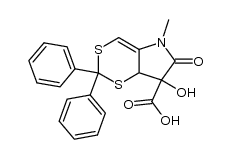5,6,7,7a-Tetrahydro-7-hydroxy-5-methyl-6-oxo-2,2-diphenyl-1,3-dithiino[5,4-b]pyrrol-7-carbonsaeure结构式