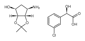 (3aR,4S,6R,6aS)-6-amino-2,2-dimethyltetrahydro-3aH-cyclopenta-[d][1,3]dioxol-4-ol R-(-)-3-chloromandelate结构式