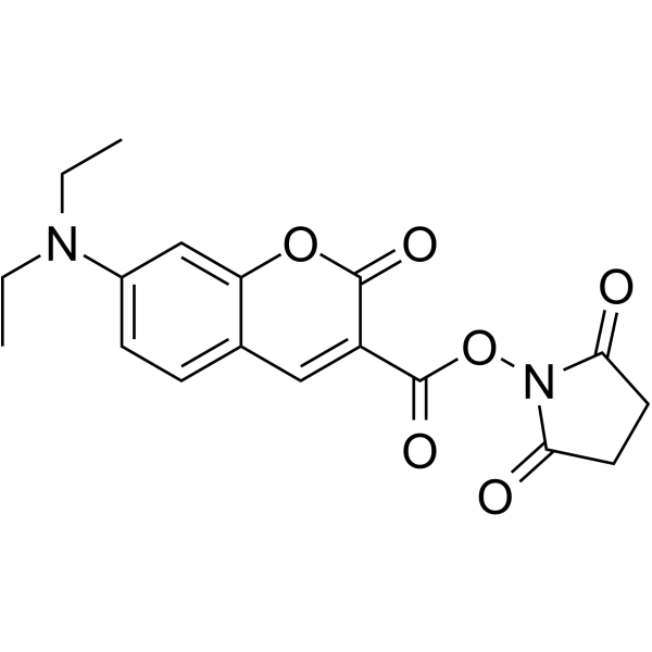 7-(二乙胺基)-2-氧代-2-苯并吡喃-3-羧酸N-琥珀酰亚胺酯结构式