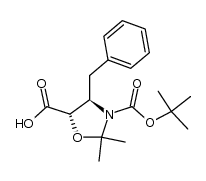 (4R,5S)-4-benzyl-3-[(tert-butoxy)carbonyl]-2,2-dimethyl-1,3-oxazolidine-5-carboxylic acid结构式
