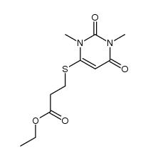 6-[2-(ethoxycarbonyl)ethylthiol]-1,3-dimethyluracil结构式