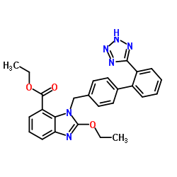 乙基 -2-乙氧基-1-[[(2'-(1H四zol-5-基)联苯-4-基-) 甲基]结构式