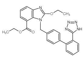 2-乙氧基-1-[[(2’-(1H-四唑-5-基)联苯-4-基)甲基]苯并咪唑]-7-甲酸乙酯结构式