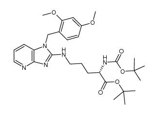 tert-butyl (S)-2-(tert-butoxycarbonylamino)-5-[1-(2,4-dimethoxybenzyl)-1H-imidazo[4,5-b]pyridin-2-ylamino]pentanoate结构式
