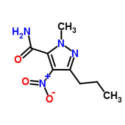 1-甲基-4-硝基-3-丙基-(1H)-吡唑-5-甲酰胺结构式