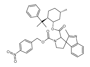 (1S,2R,5S)-5-Methyl-2-(1-methyl-1-phenylethyl)cyclohexyl 2-methyl-1'-[[(4-nitrobenzyl)oxy]carbonyl]spiro[3H-indole-3,3'-pyrrolidine]-2'-carboxylate结构式