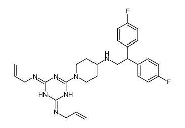 6-[4-[2,2-bis(4-fluorophenyl)ethylamino]piperidin-1-yl]-2-N,4-N-bis(prop-2-enyl)-1,3,5-triazine-2,4-diamine结构式