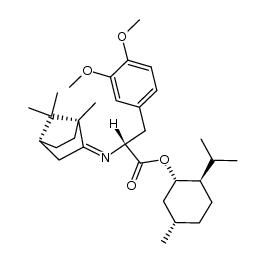 (1S,2R,5S)-2-isopropyl-5-methylcyclohexyl 3-(3,4-dimethoxyphenyl)-2-((Z)-((1R,4R)-1,7,7-trimethylbicyclo[2.2.1]heptan-2-ylidene)amino)propanoate结构式