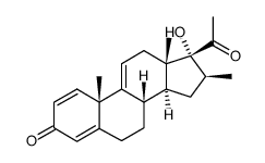 16β-methyl-17α-hydroxy-pregna-1,4,9(11)-triene-3,20-dione结构式