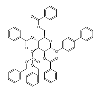 dibenzyl (biphenyl-4-yl 2,4,6-tri-O-benzoyl-α-D-mannopyranoside) 3-phosphate结构式