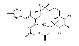(3S,6R,7S,8S)-11-((2R,3S)-3-((S,E)-2-(2-acetylhydrazinyl)-3-methyl-4-(2-methylthiazol-4-yl)but-3-en-1-yl)-2-methyloxiran-2-yl)-3,7-dihydroxy-4,4,6,8-tetramethyl-5-oxoundecanoic acid结构式