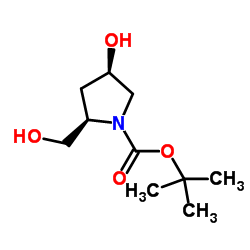 (2R,4R)-叔丁基 4-羟基-2-(羟基甲基)吡咯烷-1-羧酸结构式