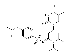 (E)-N1,N1-diisopropyl-N2-(4-acetoamidobenzene-1-sulfonyl)-3-(5-methyl-2,4-dioxo-3,4-dihydropyrimidin-1(2H)-yl)propanamidine结构式