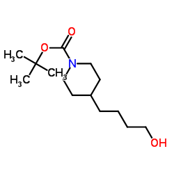4-(4-羟基丁基)哌啶-1-甲酸叔丁酯结构式