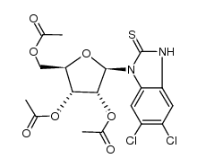 5,6-dichloro-1-(2,3,5-tri-O-acetyl-β-D-ribofuranosyl)benzimidazole-2-thione结构式